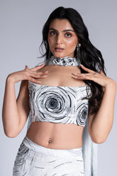 Ripple Effect - White & Hard Coal Embroidered Lehenga Set